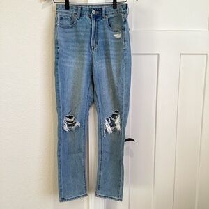 American Eagle Mom Jean Distressed With Holes 2 Regular